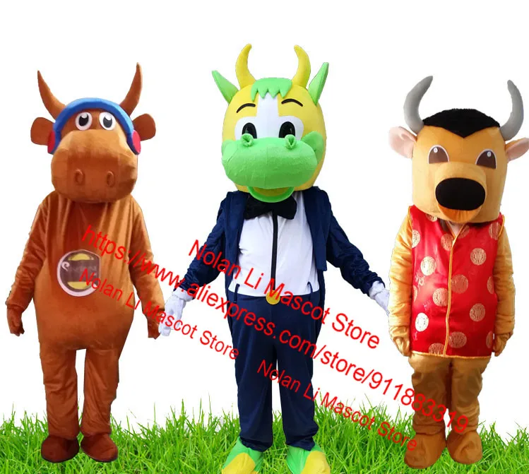 Hot Sale 9 Style Cow Mascot Costume Cartoon Anime Fancy Dress Party Cosplay Birthday Party Adult Size Game Ad Display 1173