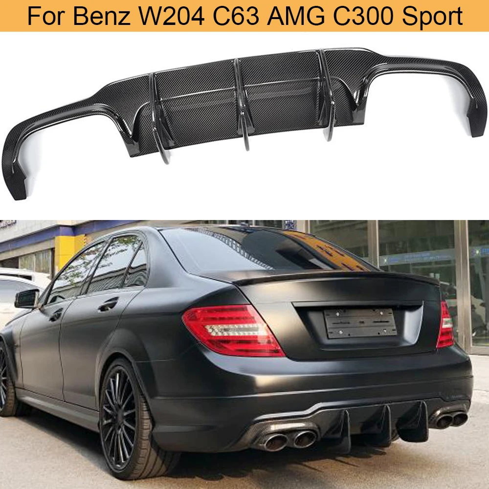 For W204 C63 Carbon Fiber Rear Lip Spoiler Diffuser for Mercedes Benz W204 C63 AMG C300 Sport 2009-2014 Rear Bumper Diffuser FRP