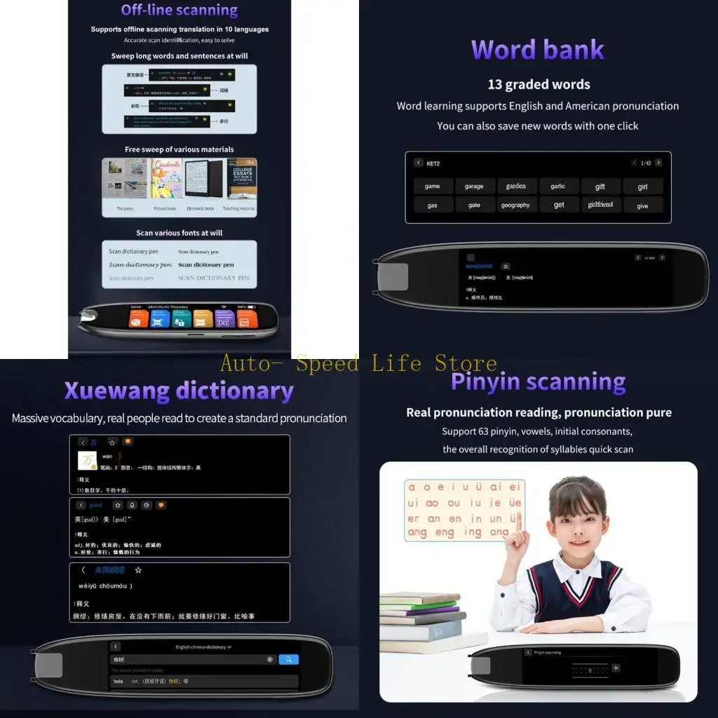 

02da портативные 4 -языковые переводчики Печатка