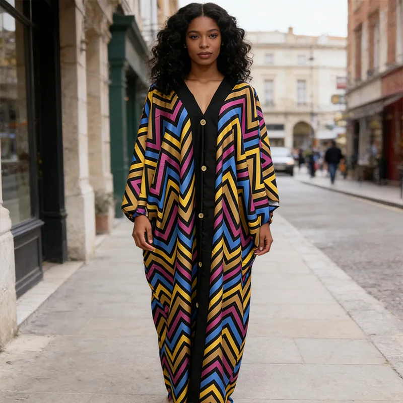 

Plus Size Dashiki African Dresses for Women Summer African Polyester Party Evening Long Maxi Dress Kaftan Muslim Abaya Outfits