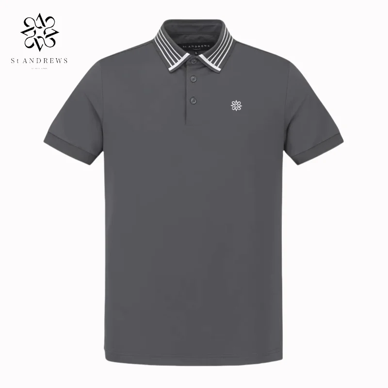 ST ANDREWS 2024 New Men's Golf Clothing Casual Breathable Versatile Lapel Short-sleeved Polo Shirt