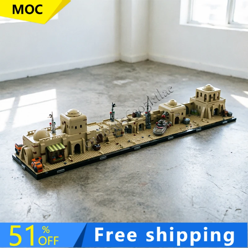 

2590 деталей MOC: Конструктор серии «Космическая битва» — «Пустынная улица жизни». Развивающая модель-головоломка для самостоятельной сборки. Оригинальная детская игрушка. Рождественский подарок.