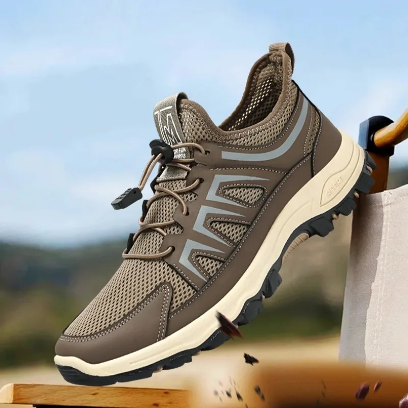 Summer new Breathable Mesh Men's Sneakers Outdoor Non Slip Hiking Shoes for Man Wear Resistant Casual Climbing Male Sport Shoes