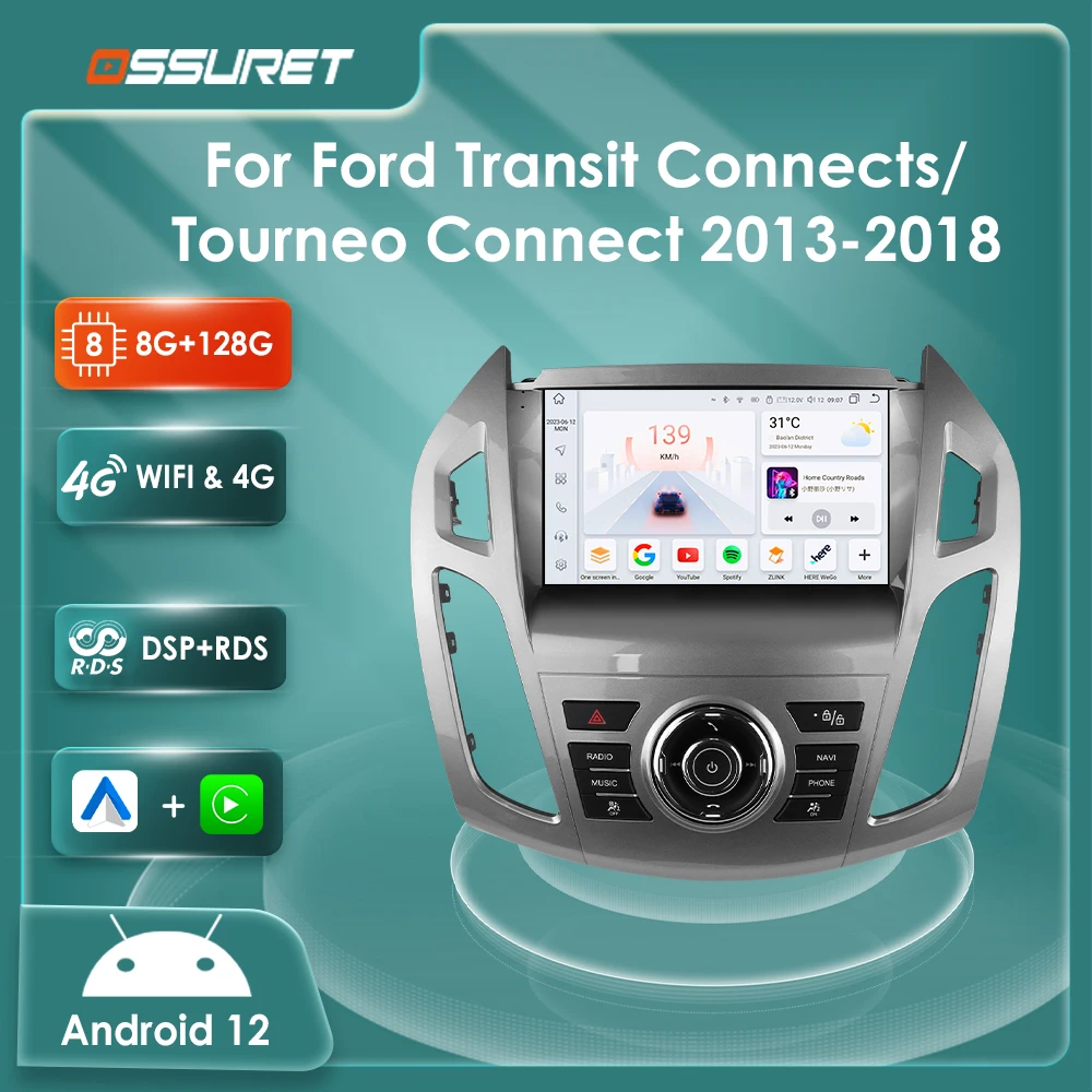 

4G 8Core Carplay Android 13 Car radio for FORD Transit/Tourneo Connect 2013-2018 multimedia player 2din Autoradio Touch Screen