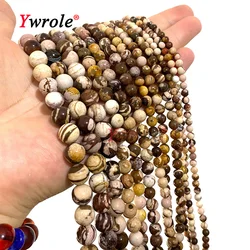 Natural Coffee Zebra Jasper Stone Beads Loose Round Smooth Gem For Jewelry Making DIY Bracelet Accessories 4 6 8 10 12MM 15''