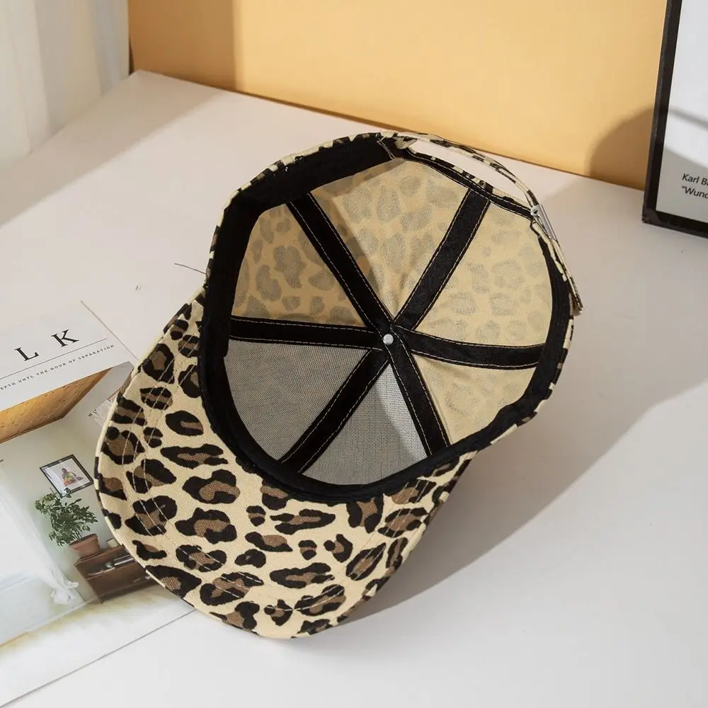 Fashion Leopard Print Baseball Cap Soft Breathable Baseball Visor Hat UV Protection Adjustable Long Brim Visors Women