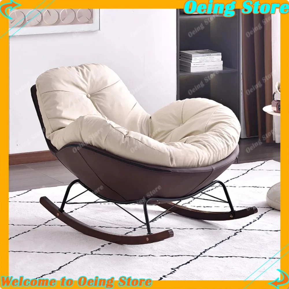 

White Headrest Ergonomic Rocking Chair Minimalist Living Room Chair Comfortable Sillas De Comedor Home Furniture Modern Decor