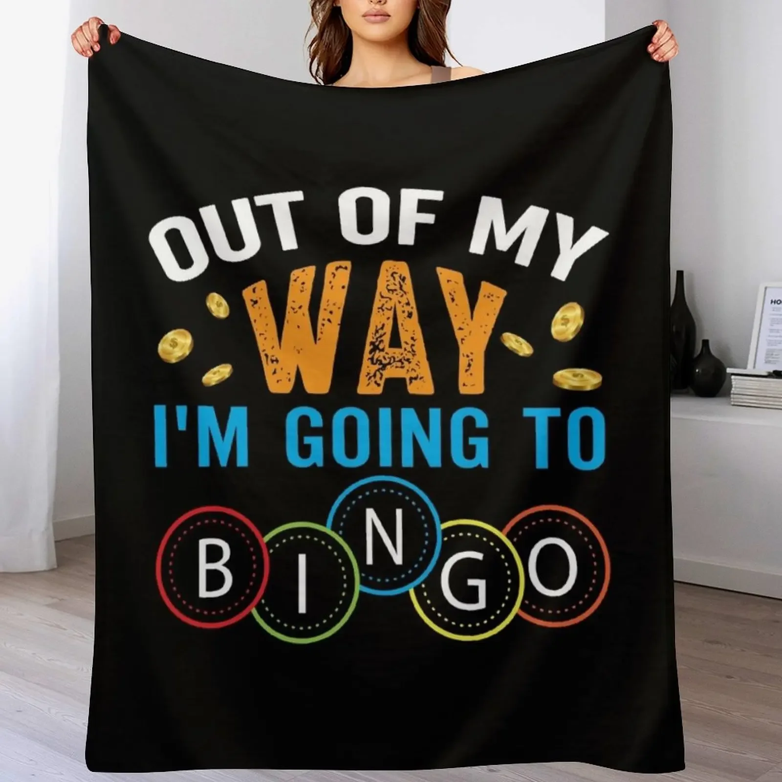 Out Of My Way Im Going To Bingo Throw Blanket Warm Flannel Blanket for Couch Chair Bedroom