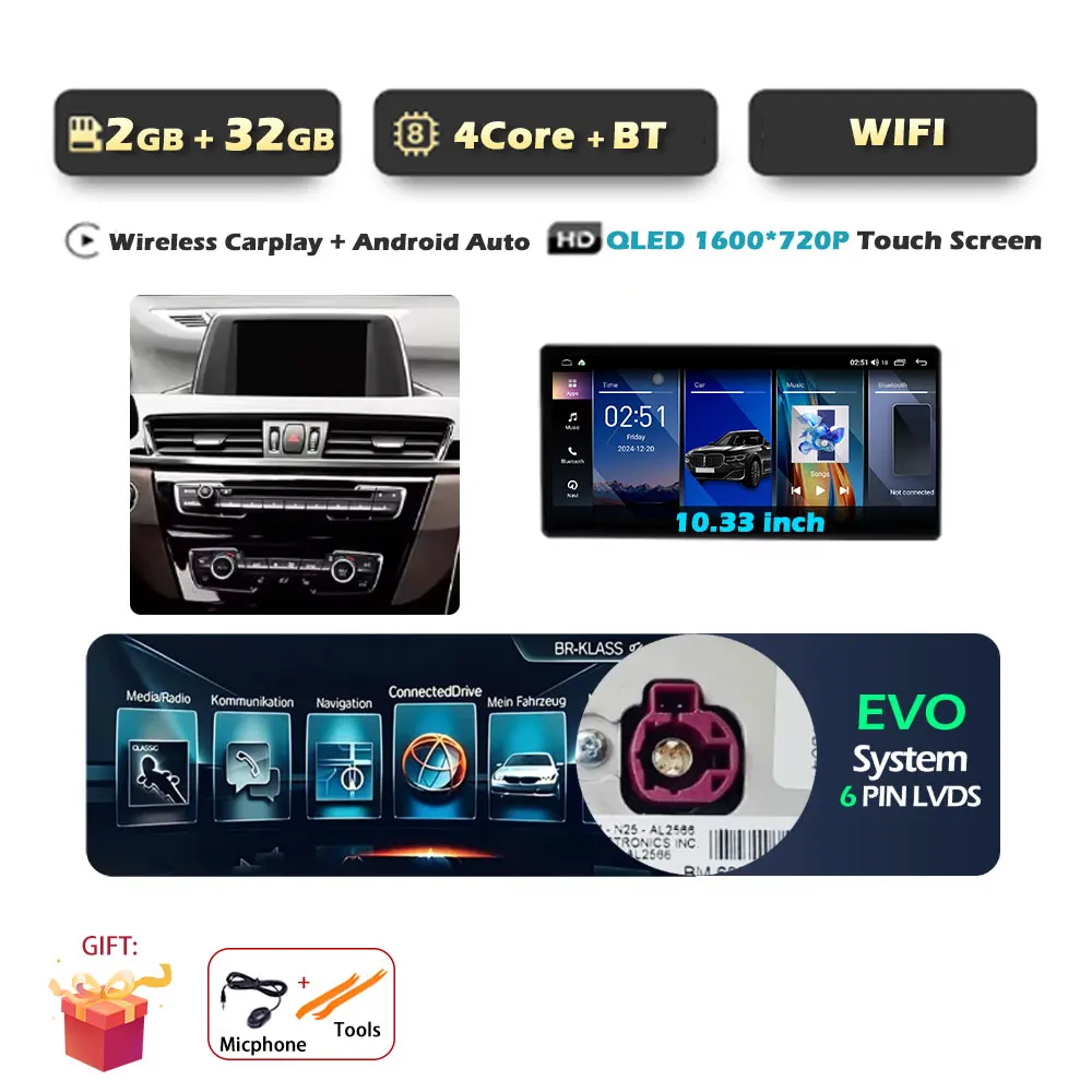 Voor BMW X1 F48 2016-2019 NBT/EVO Systeem Android 15 GPS Navigatie WiFi Auto Audio Multimedia Speler DSP Stereo BT Touchscreen