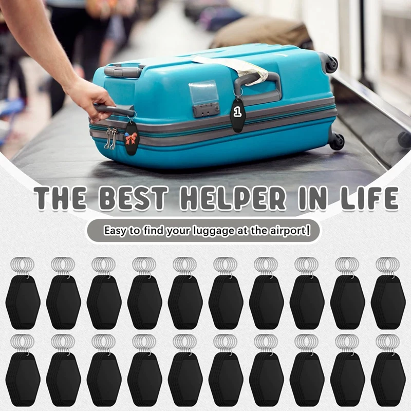 100Pcs Black Hotel Motel Keychain Bulk Plastic Sublimation Blank Keychains Vintage Rhombus Motel Key Tags Double Sided Durable