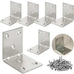 6 Pcs L Bracket Stainless Steel Metal Angle Bracket for Cabinet Bed Heavy Duty L Bracket Shelf Bracket 90 Degree Right Angle