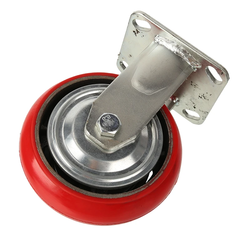 Home Hardware Accessories Dedicated 6 Inch Iron Core Korean-Style Red Fixed Wheel Cart with Wear-Resistant Load-Bearing Wheel