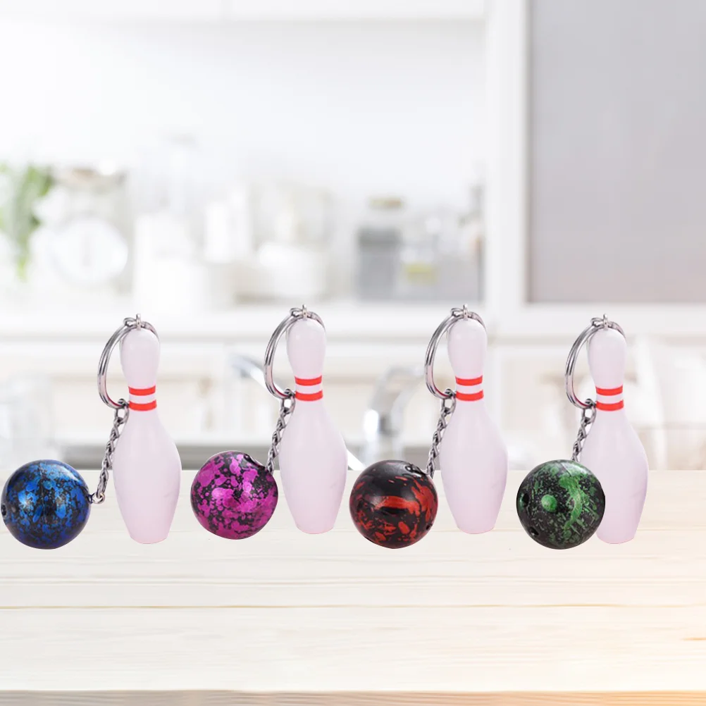 4 pièces Mini Bowling porte-clés créatif PVC porte-clés décoration cadeau suspendu ornement porte-clés pendentif porte-clés