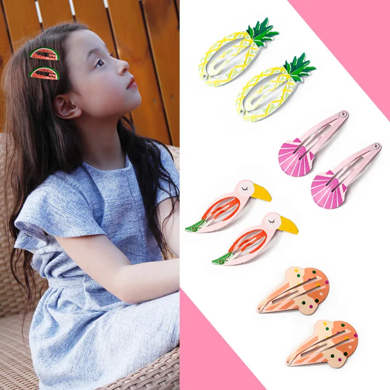 20Pcs Cute Cartoon Animal Fruit Hair Clip For Baby Girls Hair Accessories Sweet Rainbow Butterfly Hairpins Children Hairclips