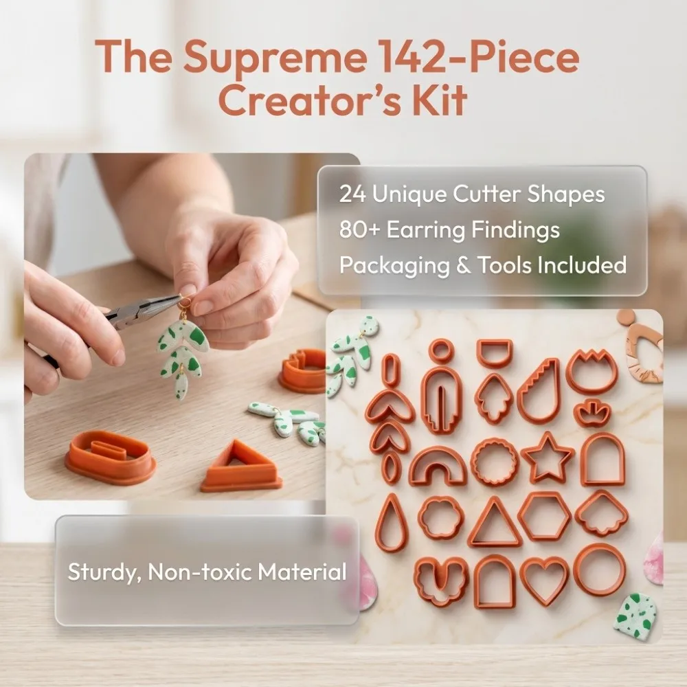 142Pcs Plastic Clay Cutter Various shape cutters Lightweight & easy to use Jewelry Mold Equipped with storage bag