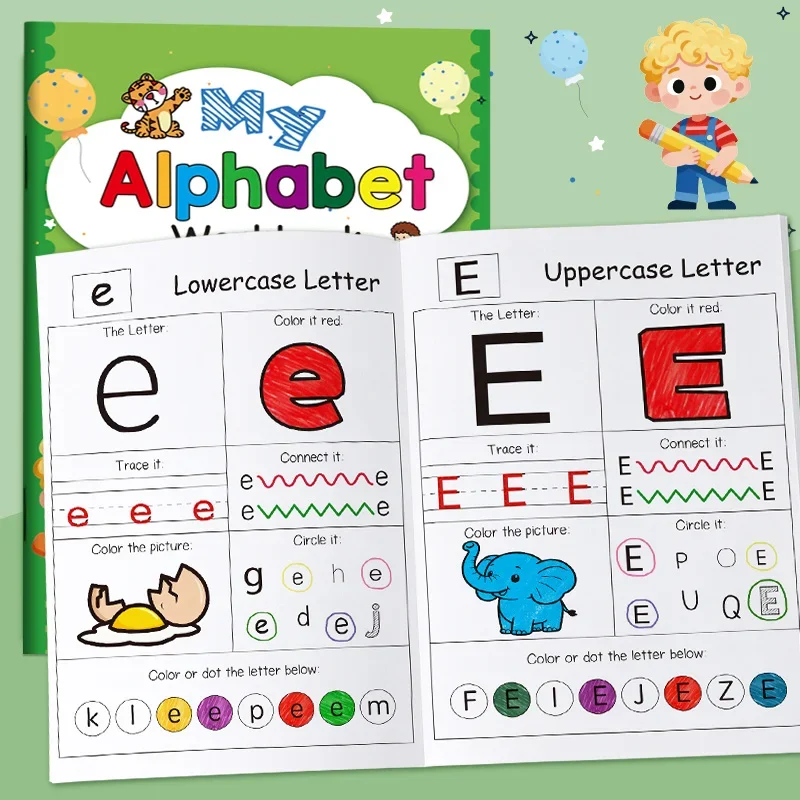 48 صفحة اتصال الأبجدية رسم إبداعي لمرحلة ما قبل المدرسة ABC تلوين المصنف نشاط كتاب الكتابة الإنجليزية المحمولة والمتينة