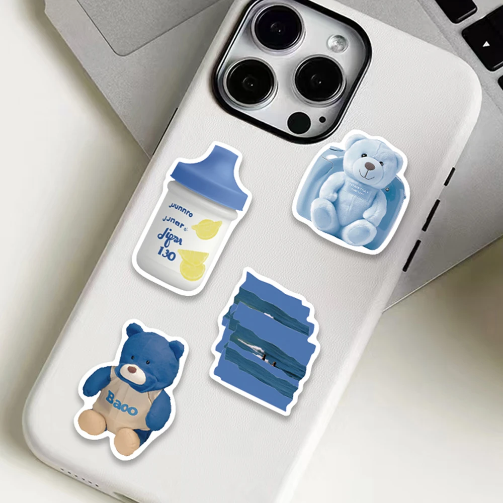 50pcs Blue Ins Style Sticker Creative Fashion Decal For Phone Luggage Diary Scrapbook Skateboard HD Printing Sticker Party Gift view 6