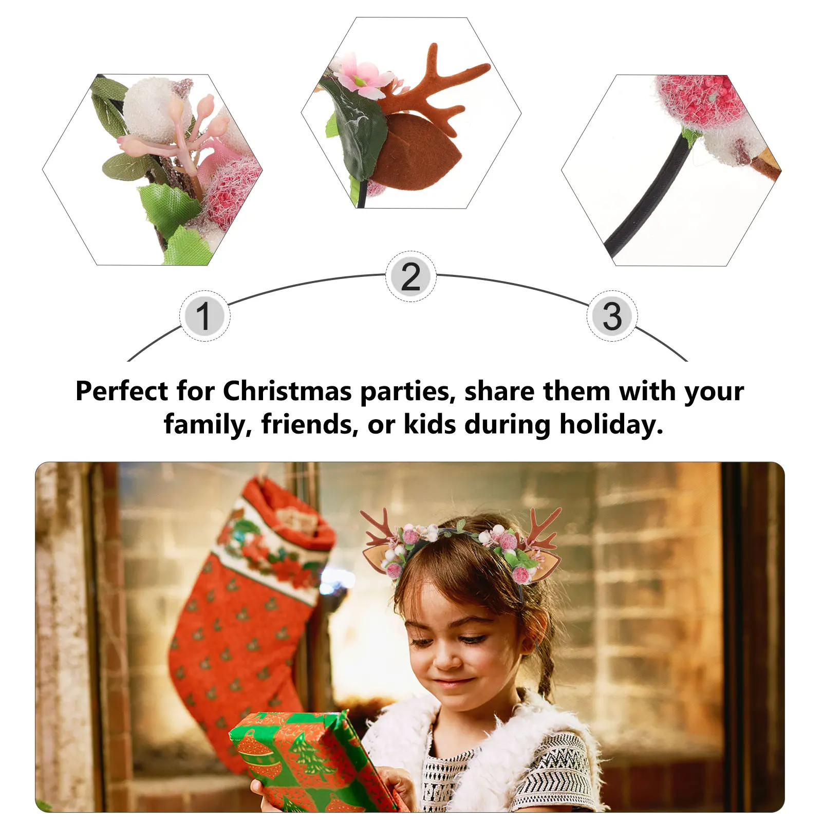 

Antler Headband Hair Accessories Christmas Headdress Berry Hoops Fabric Ribbons Fashion Headbands Ideal Costume Party Holiday
