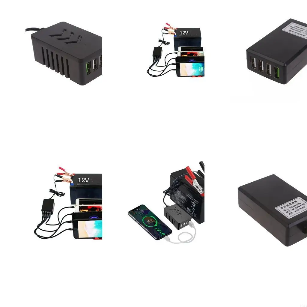193A 12V 24V to 5V USB Power Adapter Regulator 4 Ports for Motorcycle
