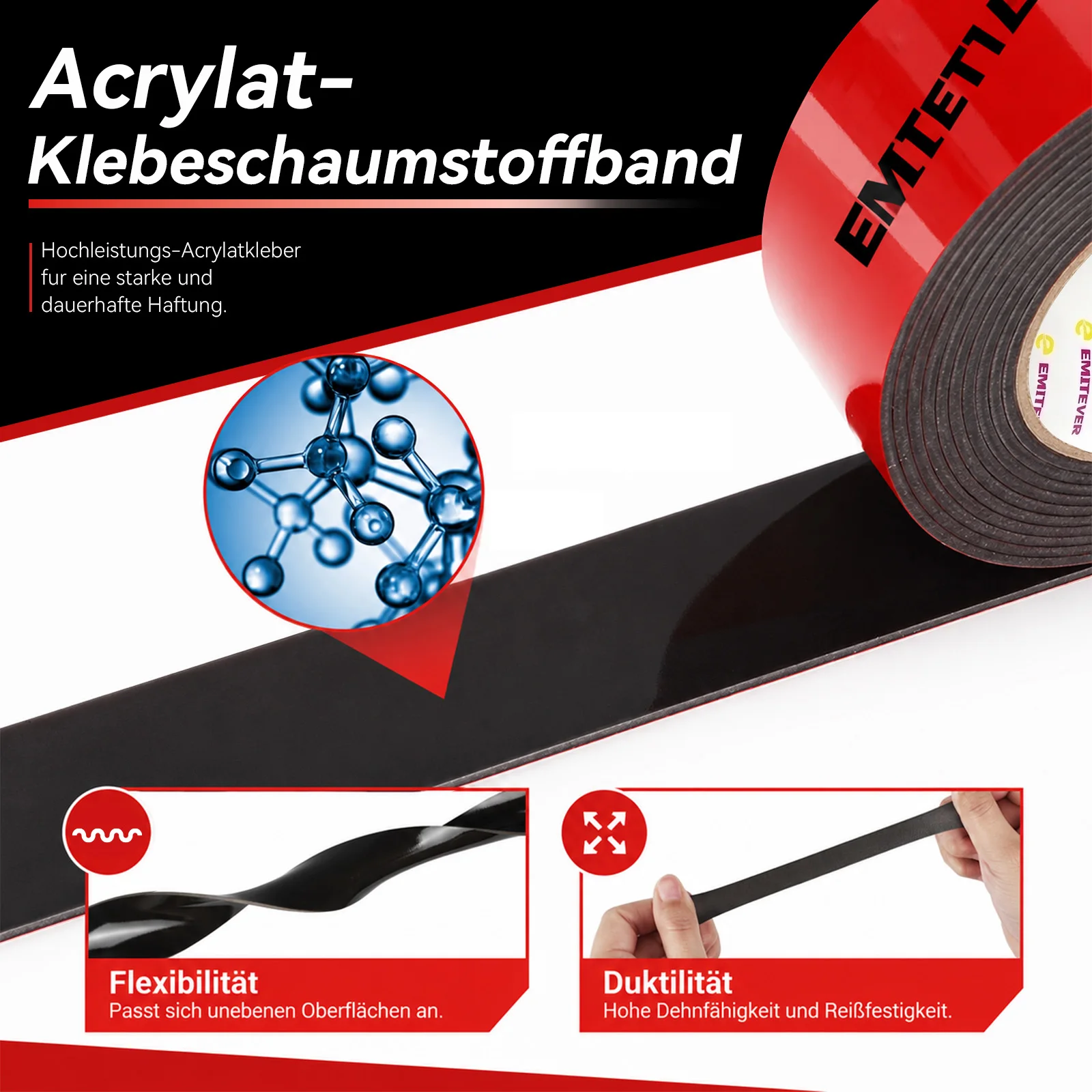 Heavy Duty Double Sided Tape Two Sided Adhesive Tape Waterproof  Strong Double Stick Tape for Walls Automotive Home Office Decor
