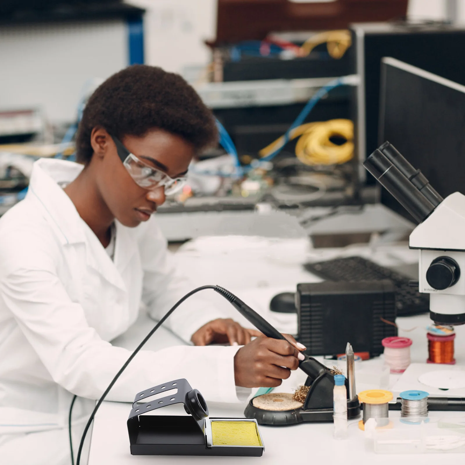 

Metal Soldering Iron Stand Holder Universal Soldering Pen Base With Sponge 8 Storage Holes Workbench Organizer For Diy