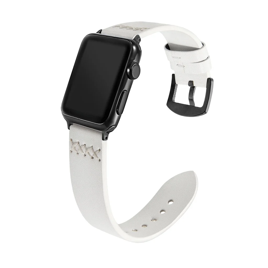 Pure Color Genuine Leather Strap for Apple Watch Series 7/se/6/5/4/3/2/1 (41mm 45mm 44mm 40mm 42mm 38mm) smart watch