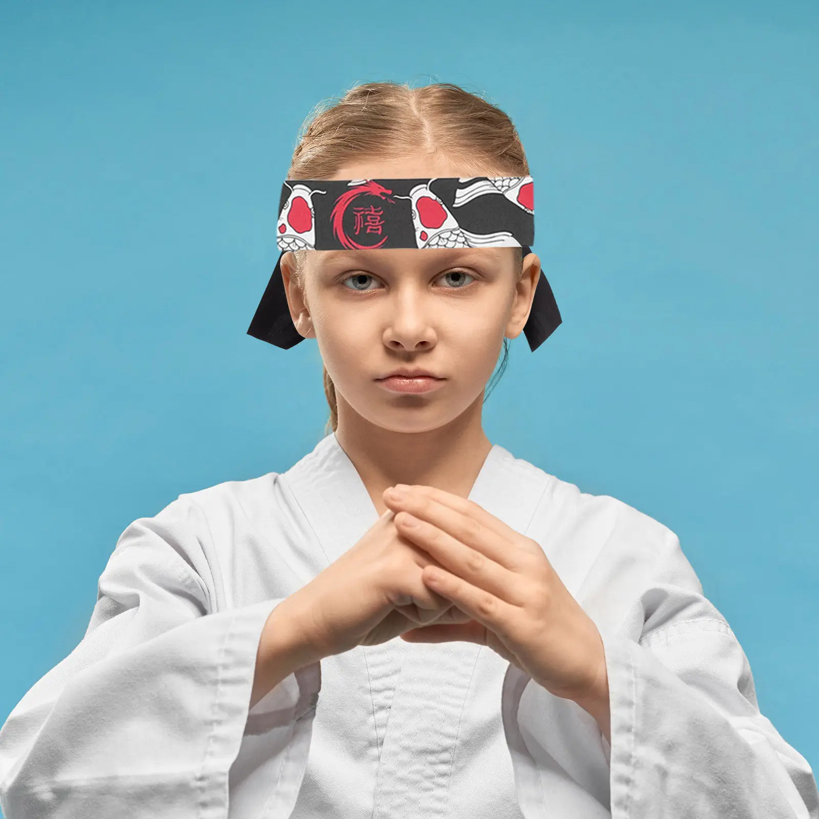 

4Pcs Japanese Karate Headbands Kids Samurai Ninja Hachimaki Quick Dry Sweat Absorbing Dragon Koi Party Supplies