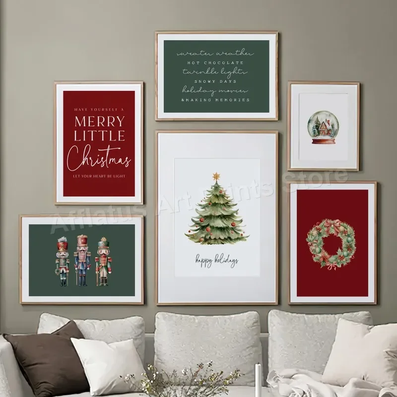 

Christmas Gift Nutcracker Truck Crystal Ball Garland Minimalist Posters For Wall Art Canvas Prints Holiday Home Decor Pictures