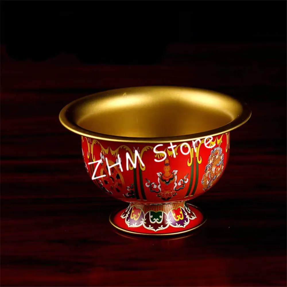 8pcs/Set Alloy Metal Tibetan Supply Buddhist 6cm Hand Painted Craft Eight Auspicious Symbol Sacrifice Cleaned Bowel/Cups Sets