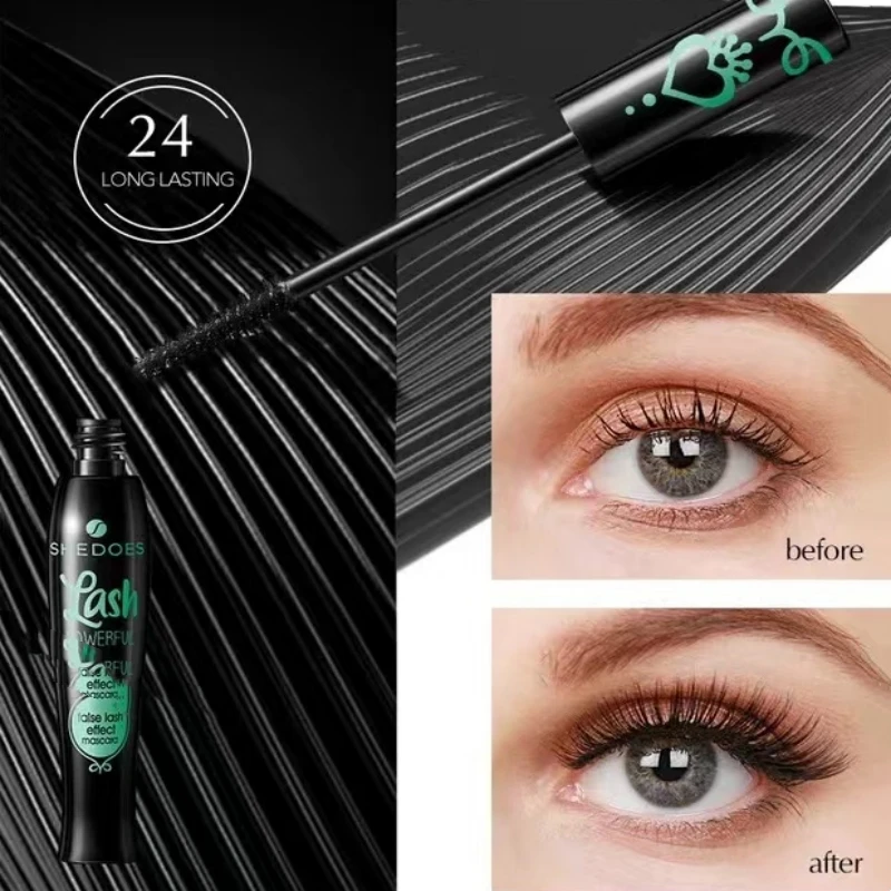 4D Black Mascara Thickening Lengthening Curling Waterproof Fiber Mascara Long Lasting Professional Not Easy Smudged Mascara