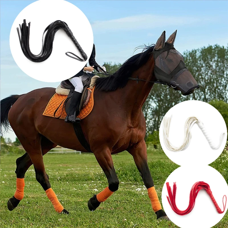 1PC Black/Red Double/White Sided Pu Leather Riding Whip Party Ride Beginner Harmless Race Cars Equestrian Sports Essential Spurs