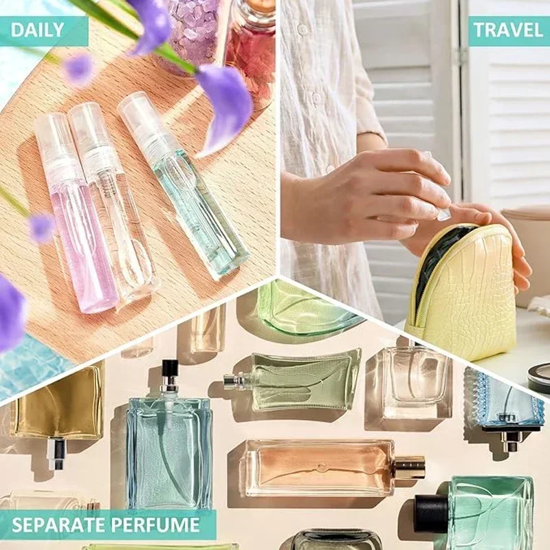 

50Pcs 2ml-10ml Mini Clear Glass Spary Bottle Travel Perfume Fine Mist Sprayer Empty Refillable Liquid Lotion Atomizer Container