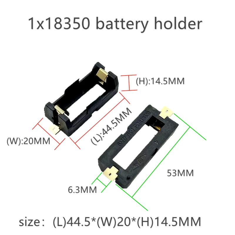 1x 2x 18350 Battery Holder Smd Smt Batteries Case Storage Box Nylon With Bronze Pins 1 2 Slot