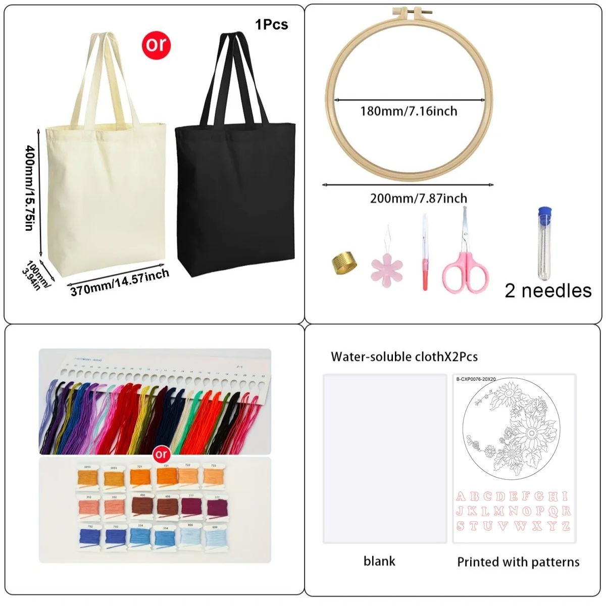 Wunderschönes Sonnenblumen-Taschen-Stickerei-Starter-Kit DIY-Set für Anfänger, zum Basteln, Malen und als Heimdekoration – Detail 5