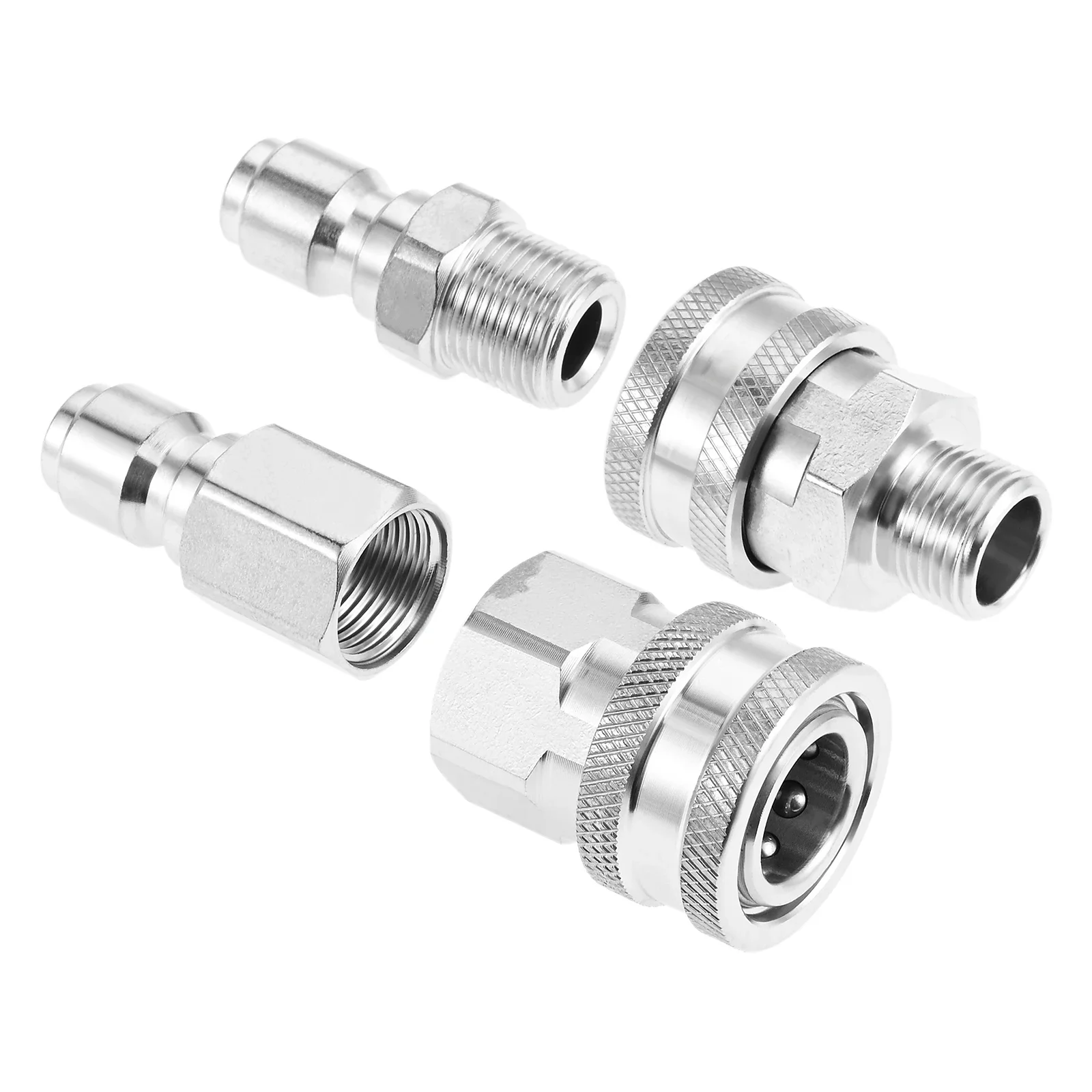 4Pcs NPT 3/8 Quick Connect Pressure Washer Coupler Stainless Steel Fittings Male-Female Coupler for Fast Connect Quick Release