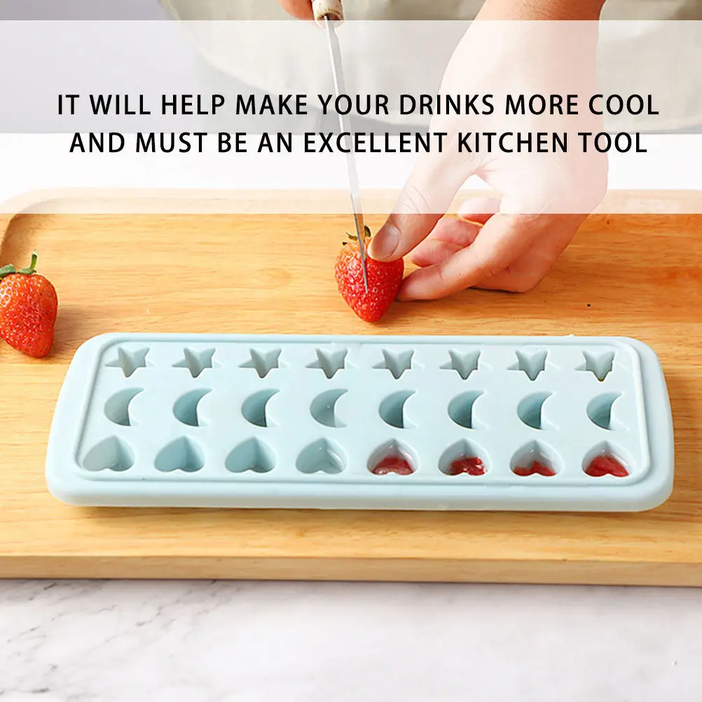 Food Grade Silicone Ice Mold Star Moon Heart Shape Lid Flexible Easy Release for Ice Cubes Pudding Jelly Soda Wine - view 3