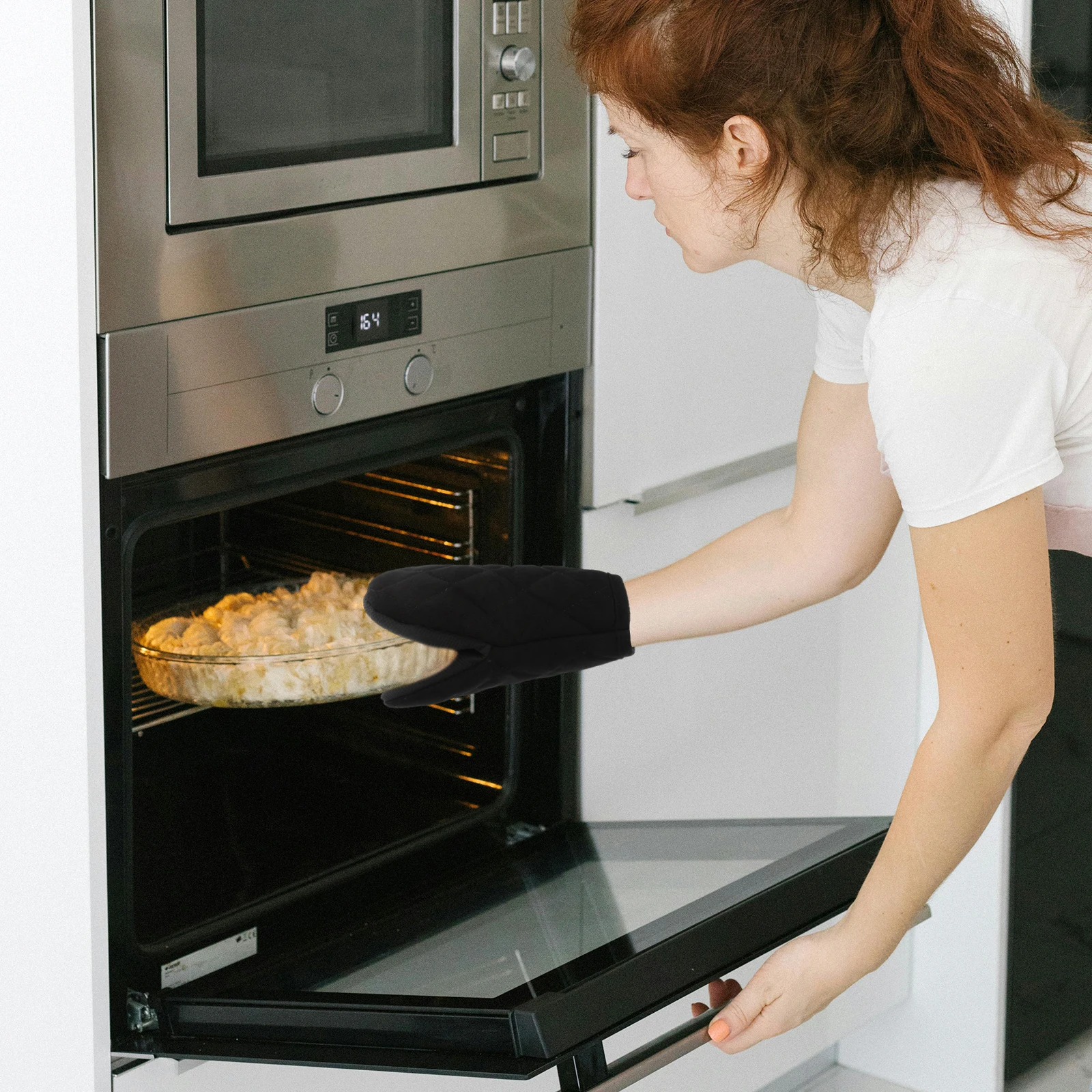 

2Pcs Black Mini Non slip Silicone Kitchen Mitts Oven Gloves Heat Resistant Baking Accessories Microwave Safe Cookware