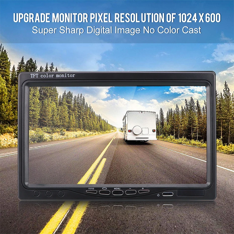 GreenYi 1080P 7 "IPS شاشة AHD شاشة CCTV للسيارة مع 2 ضوء النجوم للرؤية الليلية عكس النسخ الاحتياطي كاميرا الرؤية الخلفية AHD