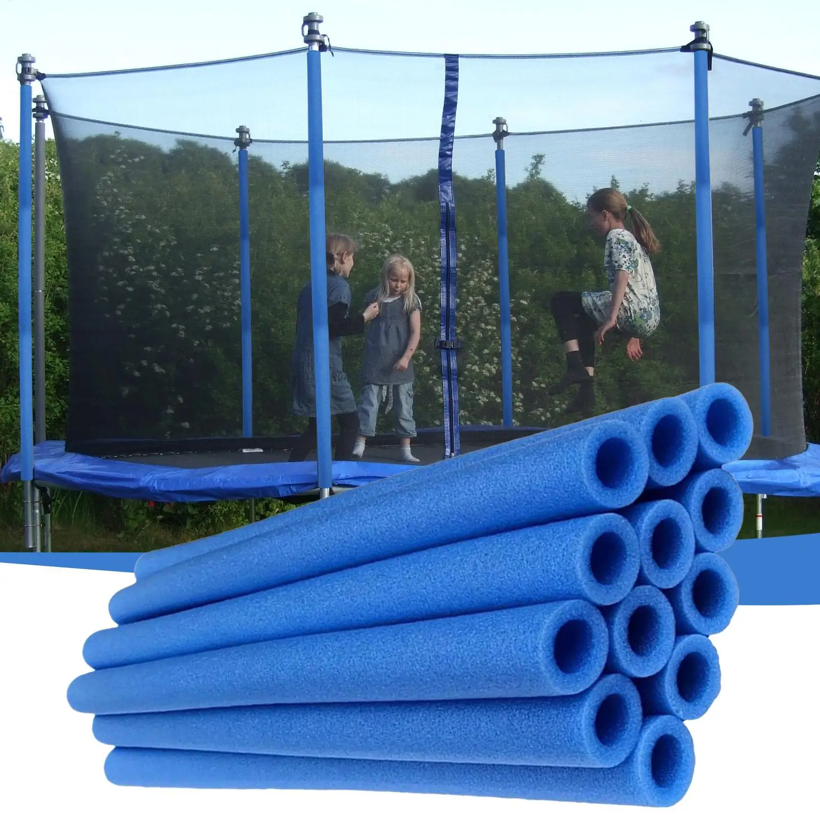 Trampolin-Stangenabdeckung, Trampolin-Gehäuse, Schutzrohre, Polsterung, Ersatz, sichere Passform, Zubehör für drinnen und draußen – Detail 3