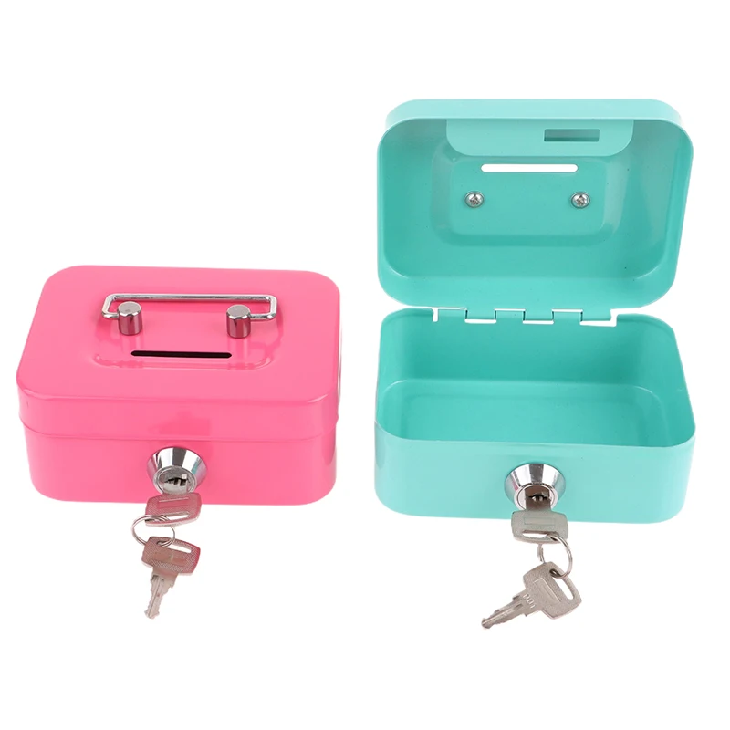 Mini Money Safe Box Cash Box Metal Key Money Bank Small Security Lock Box Portable Sturdy Lockable Coin Boxes For Kids Adults