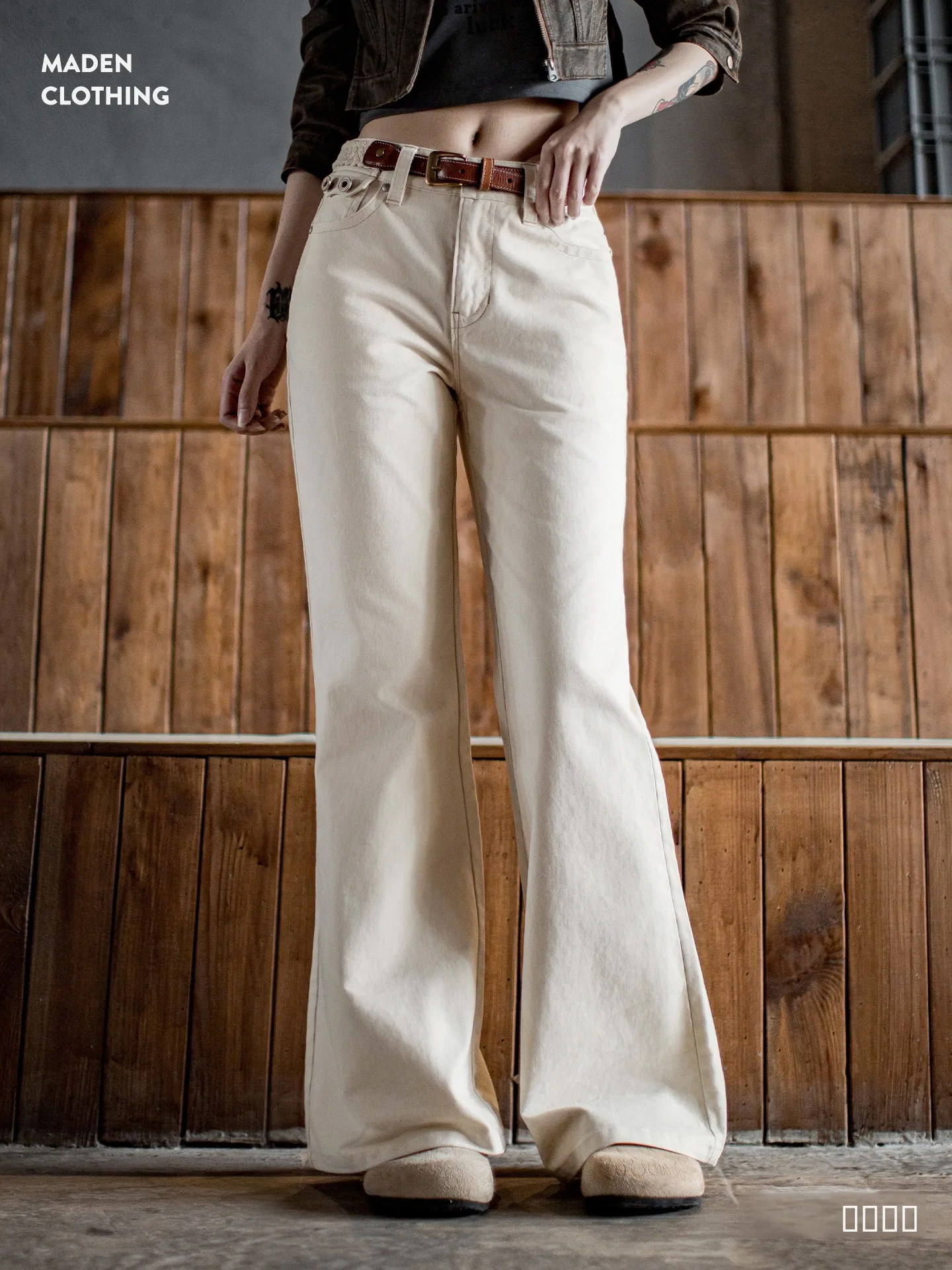 

Женские повседневные брюки Maden из хлопка, прямого кроя, со средней посадкой, свободные, цвета хаки, расклешенные, удобные, дышащие, для повседневной носки