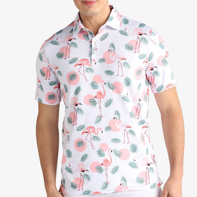 

Short-Sleeve Golf Men's Quick-Dry Breathable Stretch Sports Shirt Moisture-Wicking Polo Shirt with Stylish Patterns