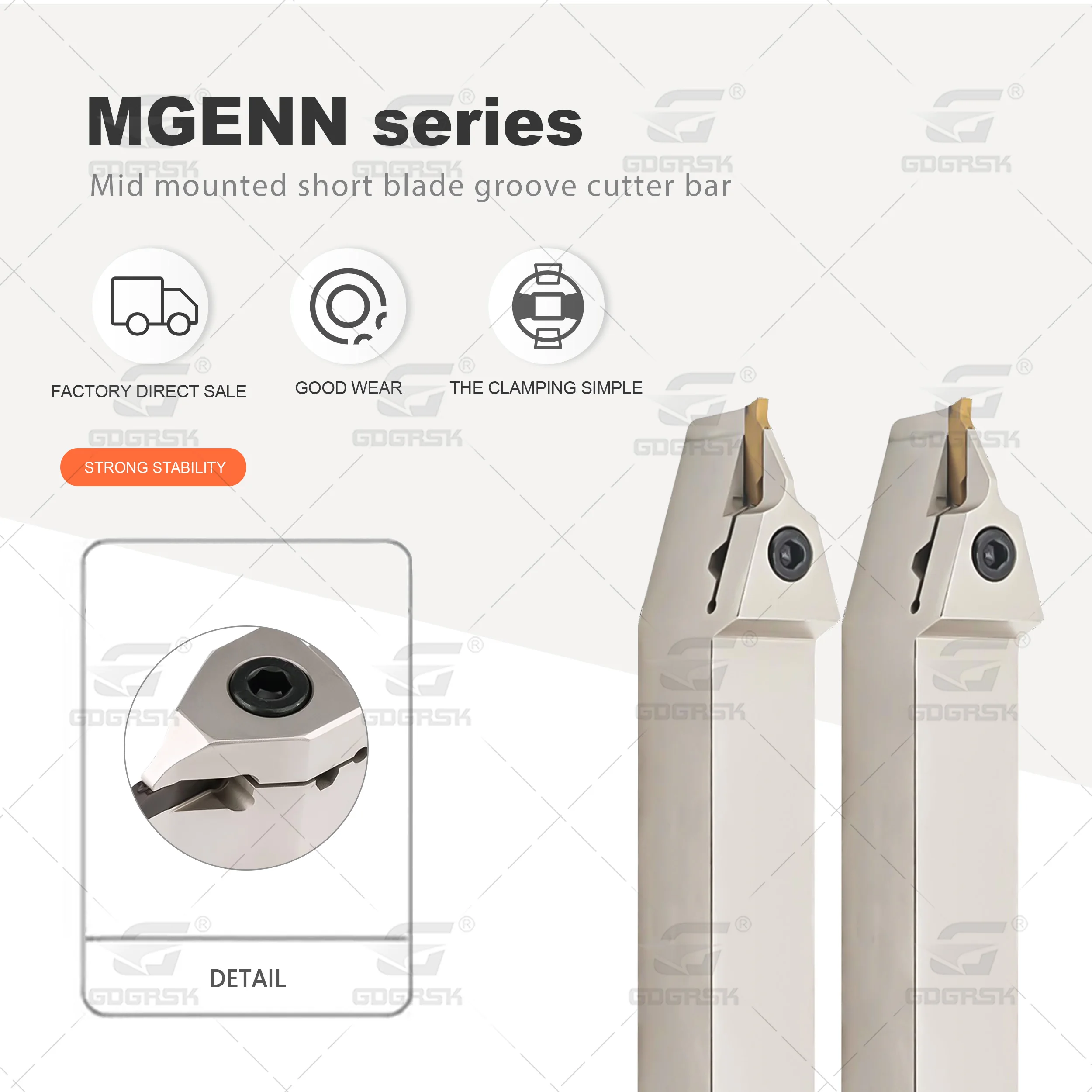 

MGENN Series Spring Steel Anti-Seismic Groove Cutter Rod MGENN2020-2T6 MGENN2525-5T10 Mid Mounted Short Blad Groove Tool Holder