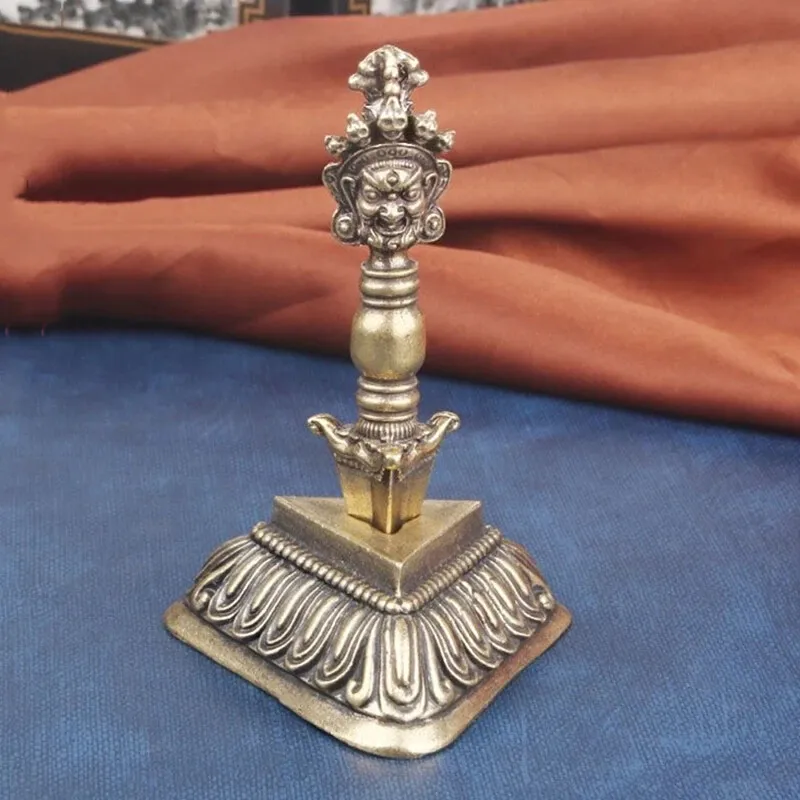 

10.5cmTantric Bronze Steel Pestle Auspicious Tibetan Demon Statue Sword Buddhism