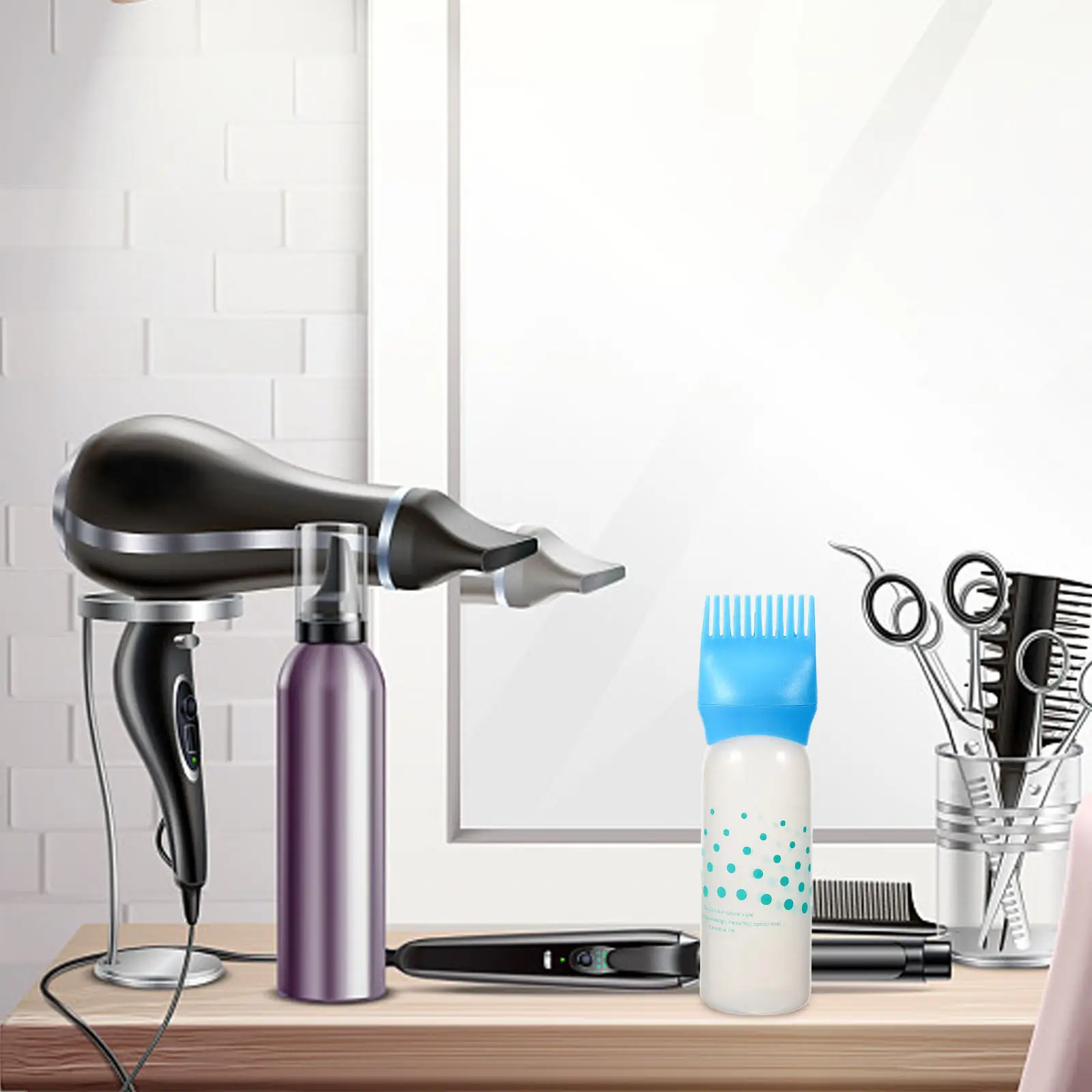 

2Pcs Root Comb Applicator Bottle for Hair Coloring with Graduated Scale Hair Oil Applicator Bottle for Scalp Dyeing Salon Use