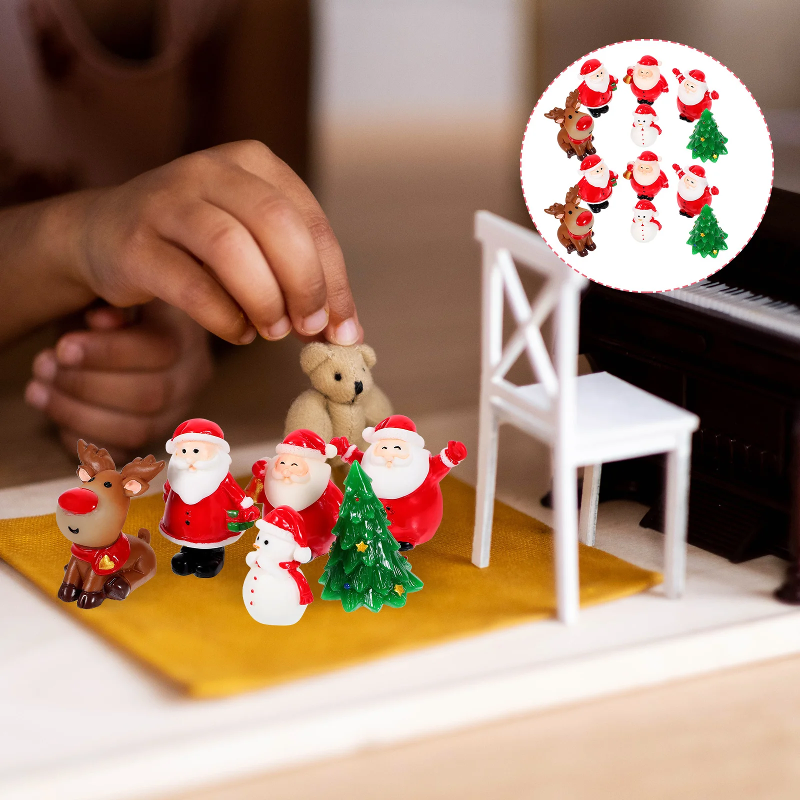 

12 Pcs Mini Snowmans Decor Miniature Resin Presents Decoration Christmas Outdoor Decorations