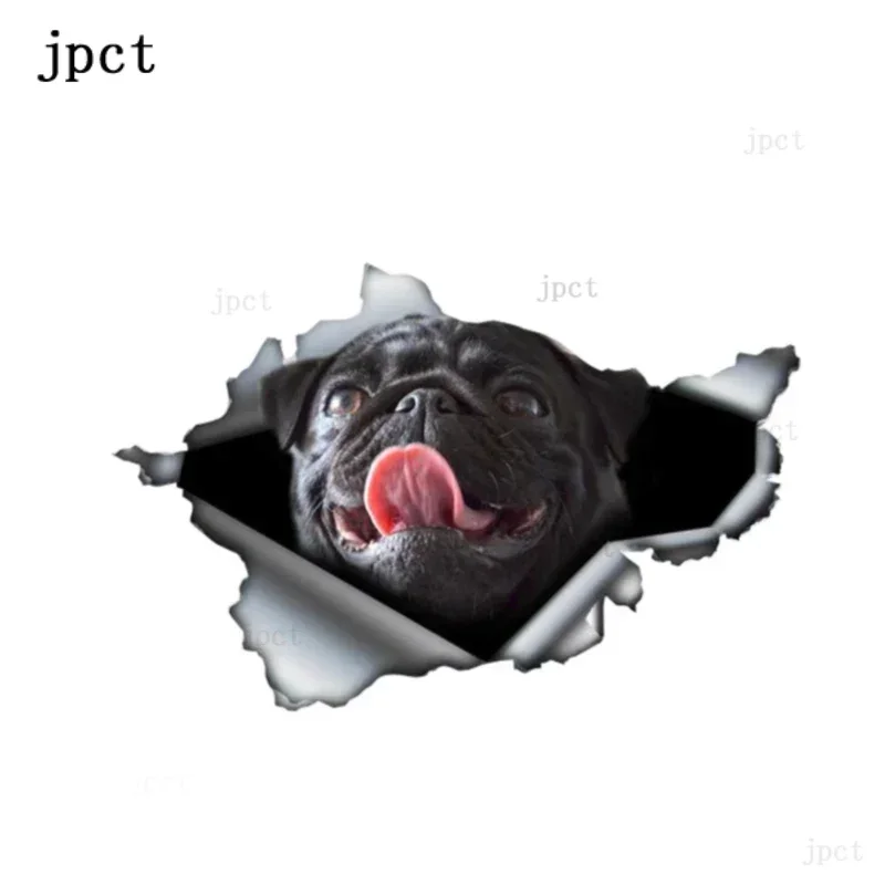 

CTCM realistic 3D PET black Pug animal accessories window cover scratch PVC 13cm x 9cm car shape waterproof sticker