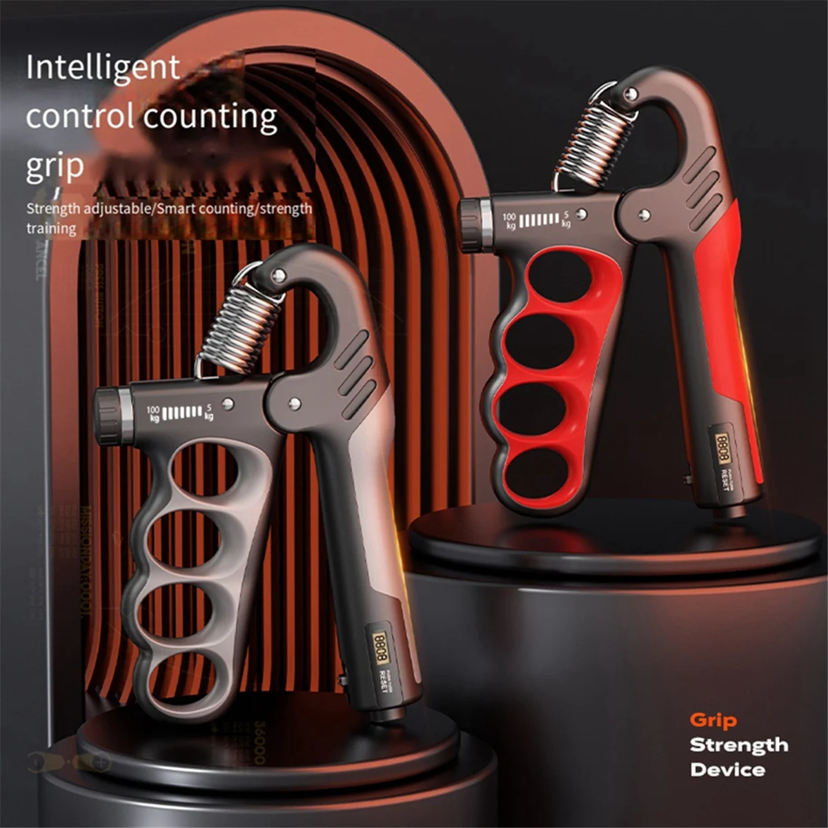 

ABMW-Adjustable Electronic Counting Hand Grip Strengthener for Men Women Adult Muscle Recovery Fitness Grey