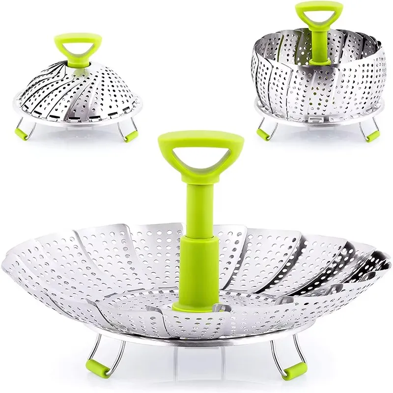 9Inch Stainless Steel Lotus Steaming Tray Folding Food Steamer Vegetable Fruit Food Basket Mesh Steamer Rack Cooking Tools