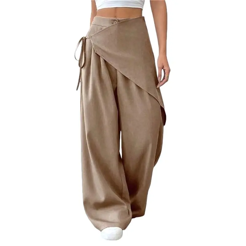 

CYL-Women Wide Leg Baggy Flowy High Waisted Pants Loose Fit Casual Cozy Cute Y2k Trousers
